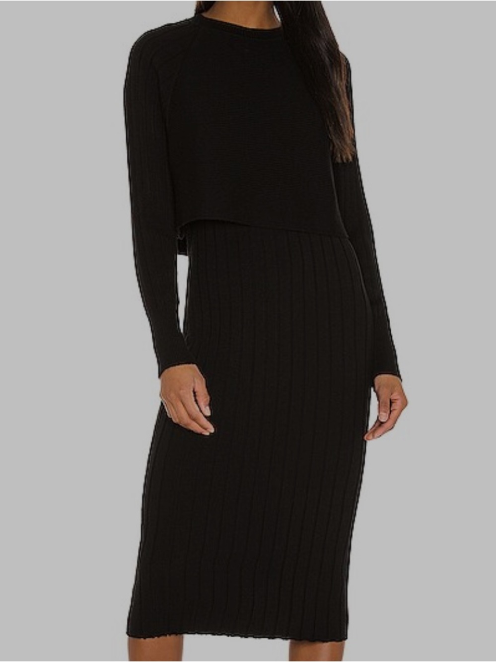 AllSaints Tarun merino wool/cotton blend Midi Dress in black | Size small | EUC